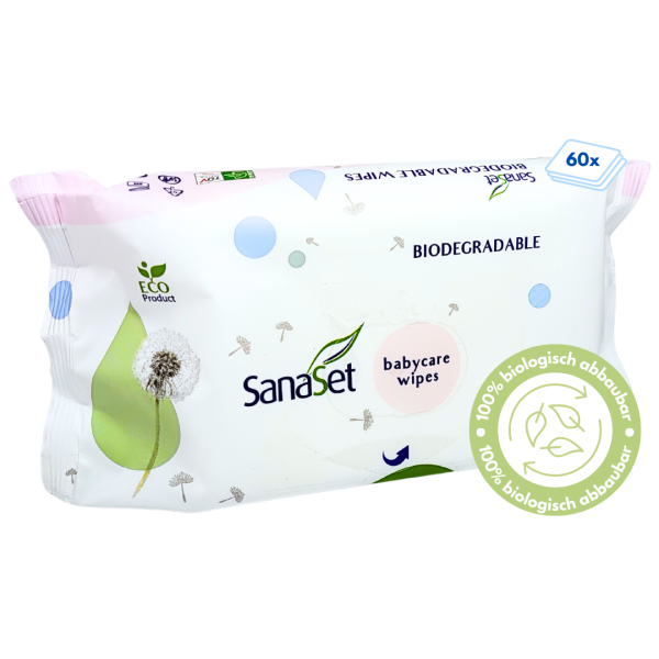 SanaSet Baby Feuchttücher (mit Aloe Vera, Kamille & Olivenöl) - biologisch abbaubar, ECO